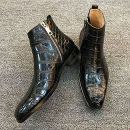 Boots Heren Zip Black Brown Business Handmade Cowboy Botas de Trabajo Hombre Shoes voor mannen met 221119