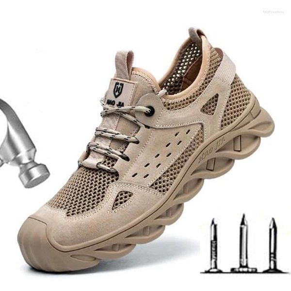 Botas de trabajo de seguridad para hombre, zapatos transpirables con punta de acero, zapatillas de deporte superiores de malla, ligeras a prueba de pinchazos D330
