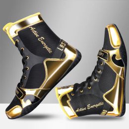 Boots Men Sanda Boots Boots Gold Red Boxing Sneakers pour hommes Boots de lutte professionnelle pour hommes