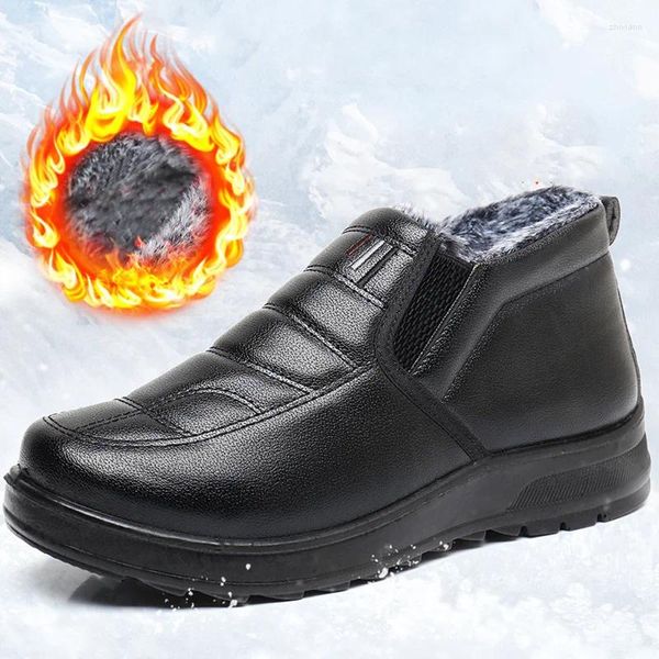 Bottes hommes sans lacet neige hommes Sneaker en plein air hiver baskets décontracté cheville chaussures imperméables grande taille travail