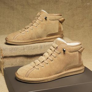 Bottes hommes neige cheville haute qualité en peluche mode antidérapant chaud fourrure chaussures décontractées velours extérieur mâle coton rembourré travail à lacets