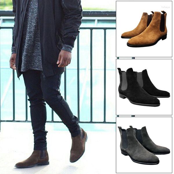 Bottes hommes daim cheville formel décontracté chaussures hautes anti-dérapant respirant pour la mode en plein air homme Zapatillas Hombre livraison directe