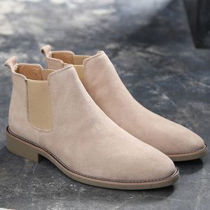 Laarzen mannen suede leer luxe mannen enkellaars originele mannelijke korte casual schoenen Britse stijl winter lente boot