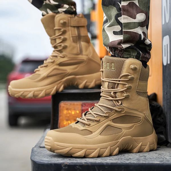 Botas Hombres Táctico Otoño Fuerzas Especiales Campo Militar Hombre Bota Ligero Al Aire Libre Antideslizante Zapatos Impermeables Zapatillas Hombre 231130