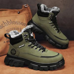 Boots Men Tactique bottes d'hiver hommes décontracté cheville chaussures d'hiver haut plate-forme en cuir travail en plein air sécurité baskets Chelsea Cowboy 231108