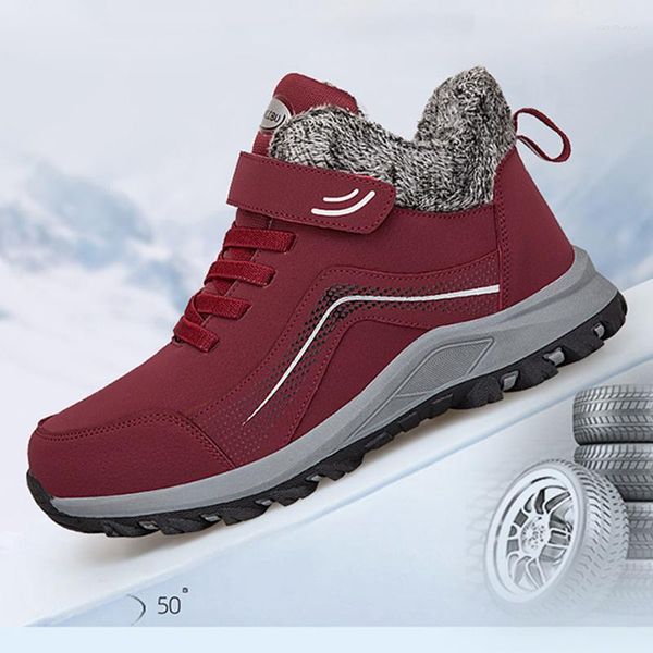 Botas de invierno antideslizantes para hombre, zapatos de senderismo de cuero de felpa para exteriores, impermeables, informales, talla 47