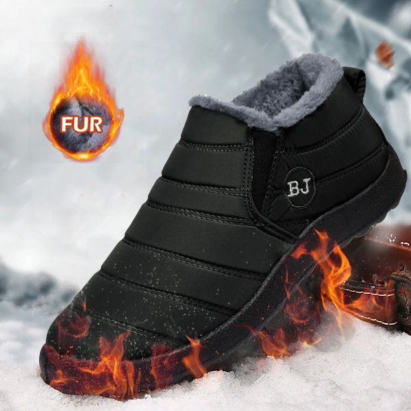 Bottes hommes hiver grande taille chaussures fourrure chaude neige peluche à l'intérieur noir pour chaussures pour hommes imperméables 231117