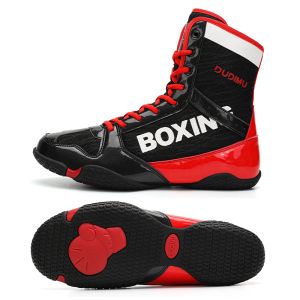 Boots Men Femmes Boxing Chaussures de lutte caoutchouc-semelle extérieure Bneakers de combat professionnels Lace Up Boots Boxing Chaussures Big Taille 3646