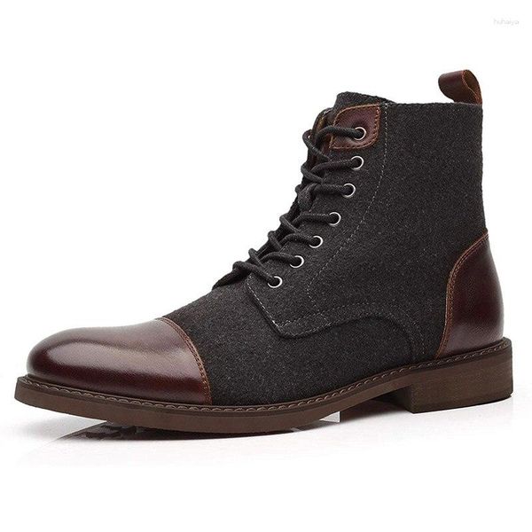 Botas Hombre Lana Invierno Casual Zapatos con cordones Botines Oxfords Tobillo para plataforma de moda Botas Tamaño grande Hombre Botines