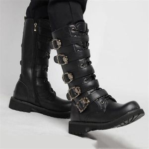 Boots Men039s Cuir Motorcycle Midcalf Military Combat Gothic Belt Punk Men Chaussures Tactical Army Boot 2301144991288