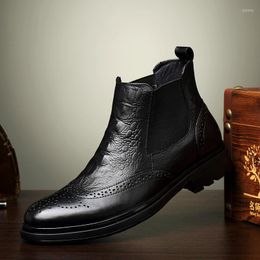 Bottes hommes Crocodile Style en cuir véritable hommes chaussures d'hiver vache noire robe d'affaires homme chaud Oxfords