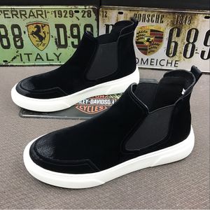 Laarzen heren mode chelsea laarzen knappe streetwear platform schoenen ademende koe lederen laars zwarte enkel bota's chaussure homme mans 230818