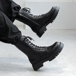Botas para hombre botas de motocicleta de moda fiesta vestido de club nocturno zapatos de cuero genuino negro bota de vaquero alta botas largas hermosas zapatos 231012