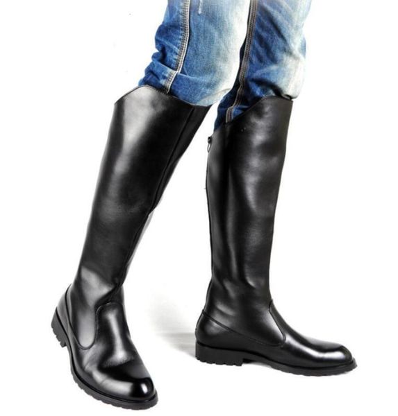 Boots Mens Knight Riding Military Combat Knee High Casual Chores Western Black 230818