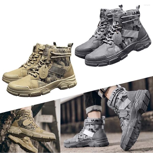 Botas para hombre motocicleta ligero Camo corto táctico encaje hasta PU Trekking antideslizante para senderismo caza