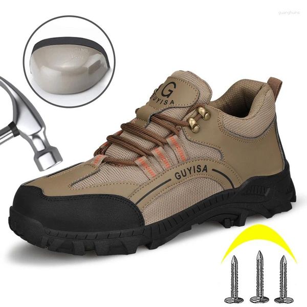 Botas de seguridad para hombre, zapatos antigolpes con punta de acero, zapatillas de trabajo protectoras de seguridad, antideslizantes, resistentes al desgaste, senderismo, verano