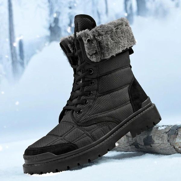 Botas para hombre nieve invierno piel zapatos cálidos diseñador casual moda de lujo al aire libre impermeable cómodo trabajo caminar tobillo senderismo