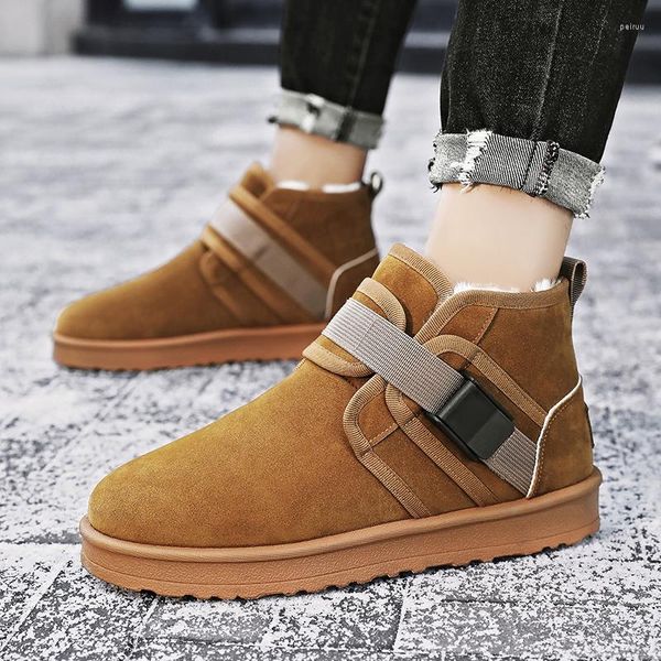 Botas de invierno para hombre, zapatos de algodón de felpa para mantener el calor en la nieve, mocasines de conducción para hombre, mocasines cómodos de calidad para hombre