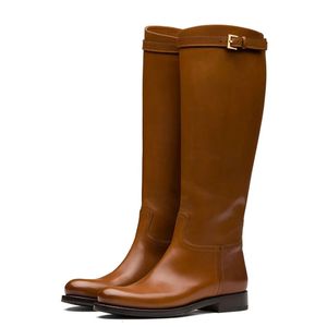 Bottes Meotina femmes en cuir véritable bottes d'équitation épais talon bas genou bottes bout rond boucle dames bottes automne hiver marron 43 231117