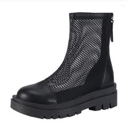 Botas de malla de gasa ahuecadas para mujer, talla grande, primavera, verano, transpirable, aumento C971