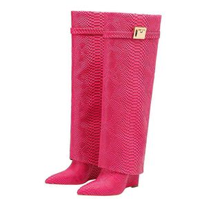 Bottes en métal décoration femmes hautes en cuir sans lacet longs chaussures à talons pour Chelsea 220903