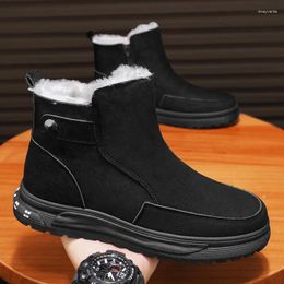 Boots Mid Top Men's Snow Velvet en Dikke Warm Casual Shoes For Men Comfort Wear-resistente trendy trendy all-match