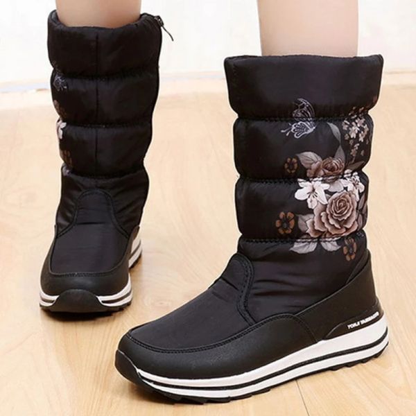 Botas Midcalf Snow Boots Mujeres Improdables de zapatos de invierno de la plataforma Botas de goma Femenas Femenas Hojas Damas Fur Botas Mujer Invierno