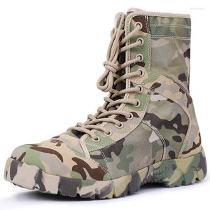 Bottes militaires de l'armée pour hommes, chaussures d'extérieur imperméables à lacets, toile respirante, Camouflage, Combat tactique, cheville du désert, D139