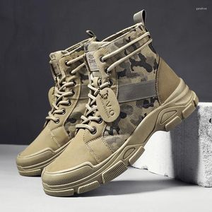 Botas Militares Para Hombres Camuflaje Desierto Zapatillas Altas Zapatos De Trabajo Antideslizantes Moda Plana