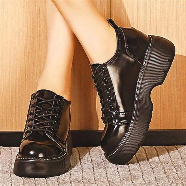 Bottes Militaires Femmes À Lacets En Cuir De Vache Cheville Plate-Forme Creepers Bout Rond Oxfords Confort Chaussures Punk Goth 34 35 36 37 38 39