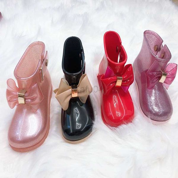 Botas Mini Melissa Lindas Botas de lluvia impermeables para niños Niños Bebés Niñas PVC Mariposa-Nudo Hebilla Correa Punto Goma Botas de agua HMI012 L0828