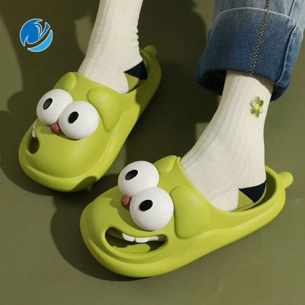 Boots mo Dou Slippers for Women Eva Soft Sole Home Shoes non glisse pour l'extérieur Fuuny Cartoon Big Eye Dog confortable