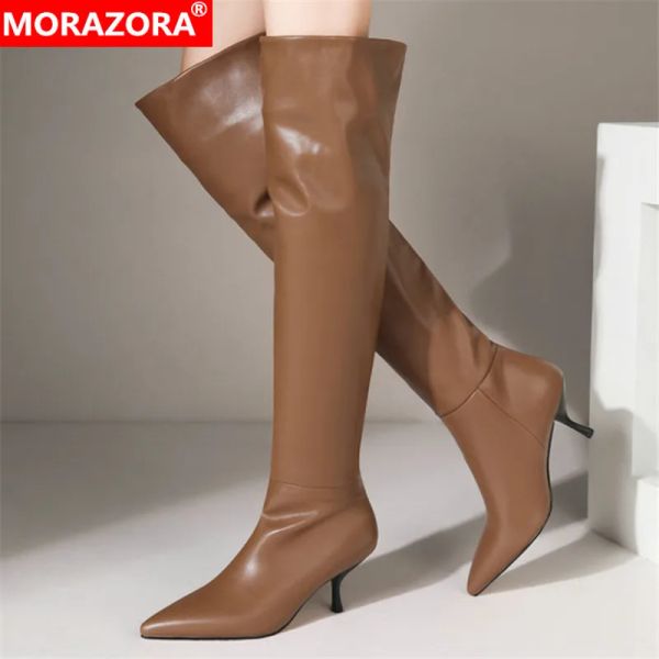 Boots Morazora 2022 Big Size 43 Over the Knee Boots Femmes Sexy Sexy Thin High Talons Party Chaussures Européen Style Dames Bottes High Boots