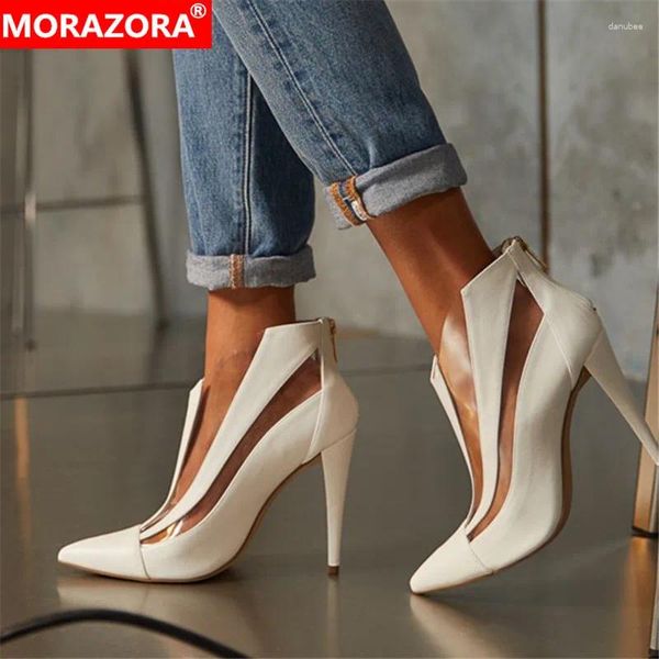 Boots Morazora 2024 Big Taille 48 Ankle For Women Chaussures pointues Toe Zip Sexy Thin High Heel Fashion Summer Mesdames