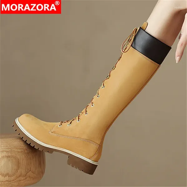 Boots Morazora 2024 Color mixto rodilla Alta banda estrecha Synthetic Women Ladies Autumn Winter Platform