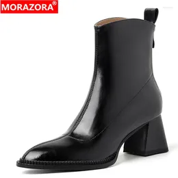 Boots Morazora Plus Tamaño 34-42 Tobillo de cuero genuino para zapatos para mujeres Tisos altos de moda