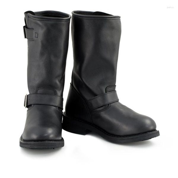 Bottes de moto de course professionnelle pour hommes, bottes de Motocross, Enduro, en cuir noir classique, Stock américain