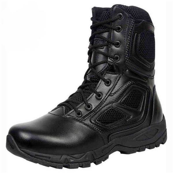 Botas Montaña Zapatos de escalada al aire libre Hombres Resistente al desgaste Antideslizante Tamaño grande Trekking Senderismo Suela de goma táctica militar 220819