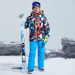 Bottes de montagne hiver adolescent garçon costume de neige sport chaud enfants ski ensemble veste imperméable pantalon bébé enfants snowboard survêtement vêtements