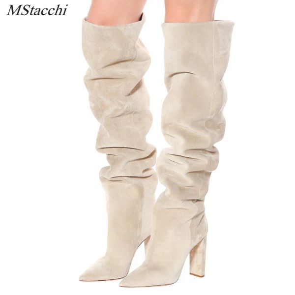 Bottes Mstacchi Femmes Over the Knee Boots Faux Sued Sued High Souchy Boots Point Point