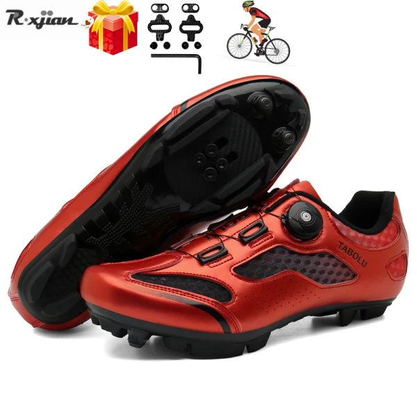 Botas MTB Bicicletas zapatillas Men Outdoor Professional de bicicleta de montaña Mujeres Naranjas Naranjas Cycling Zapatos Self -bloqueo Sapatilha