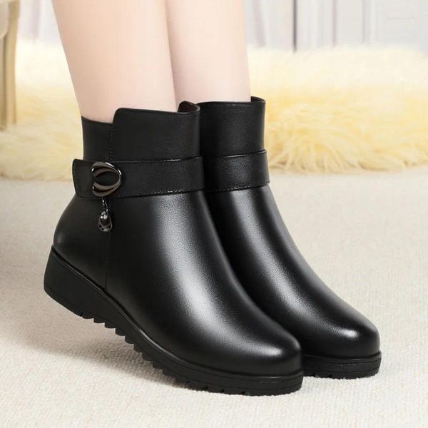 Bottes maman chaude cuir femmes hiver thermons épais coton rembours