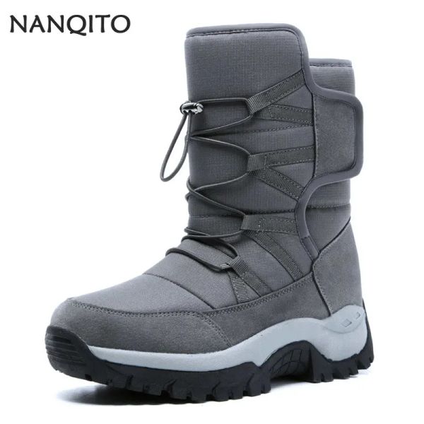 Boots Nanqito Winter Mens Boots Couple Boots Snow Boots plus Veet Côté chaud Zipper Outdoor Bottes courtes décontractées Résistance Men de coton chaussures