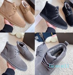 Botas Neumel Chucka Boot Brand Hombres Mujeres Chesut Chukka Botas de tobillo suave Shearling Piel Lana Invierno Zapatos de nieve Encaje