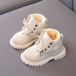 Laarzen Nieuwe 1-6 jaar Baby Boy Peuter Meisjes Laarzen Herfst Winter Kinderen Martin Laarzen Leer Warm Pluche Kinderen Sneeuw Enkellaarsjes Antislip L0824