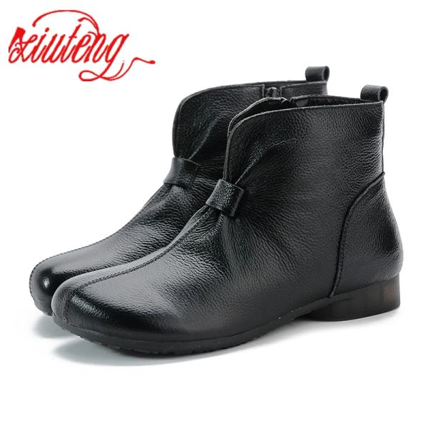 Bottes nouvelles 2022 COHIDE COFFORME LOCKEELEED HETKLE BOOTS Version coréenne Softsoled Leather Bottes pour femmes de grande taille Chaussures en coton hiver