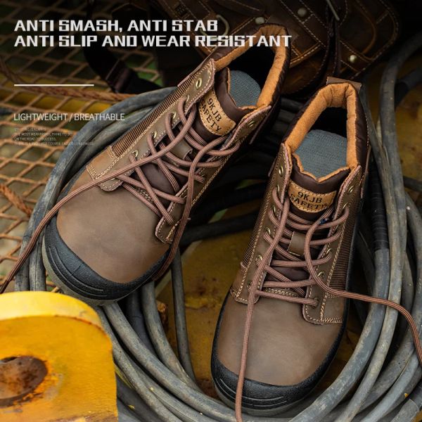 Botas Nuevos zapatos de trabajo antiscaldía para soldadores eléctricos Antismash y antipuntura Ligeros transpirables zapatos de trabajo de Hightop.