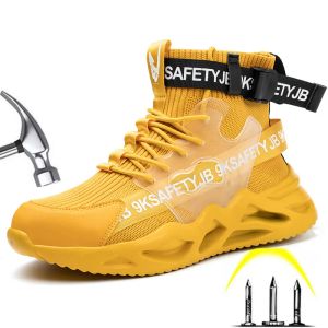 Bottes Nouvelles chaussures de sécurité respirantes Bouchons d'orteil en acier Antipiercing Antipiercing Lightweight Conforting Site de construction Chaussures