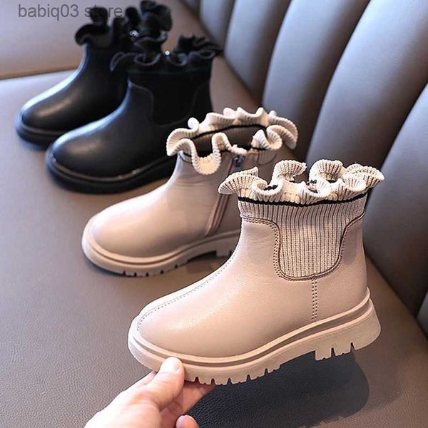 Bottes Nouvelle marque fille bottes Chelsea en cuir souple pour enfants chaussures décontractées mode respirant enfant en bas âge princesse bottes courtes antidérapantes T231107
