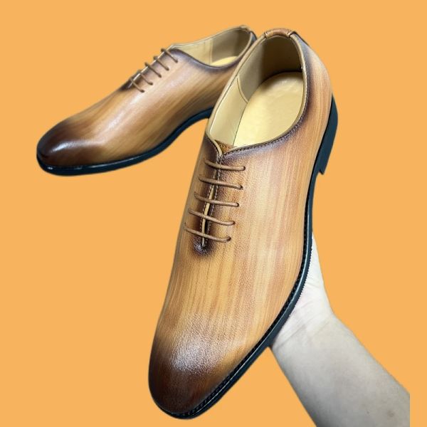 Bottes nouvelles chaussures de derby marron pour hommes couleurs mélangées jaunes laceup rond
